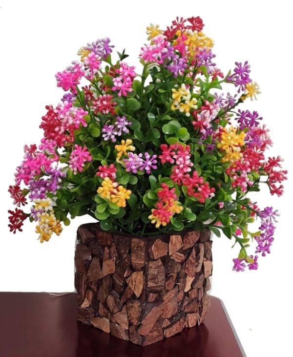 Maintenance-free artificial flower plant with stylish coconut pot