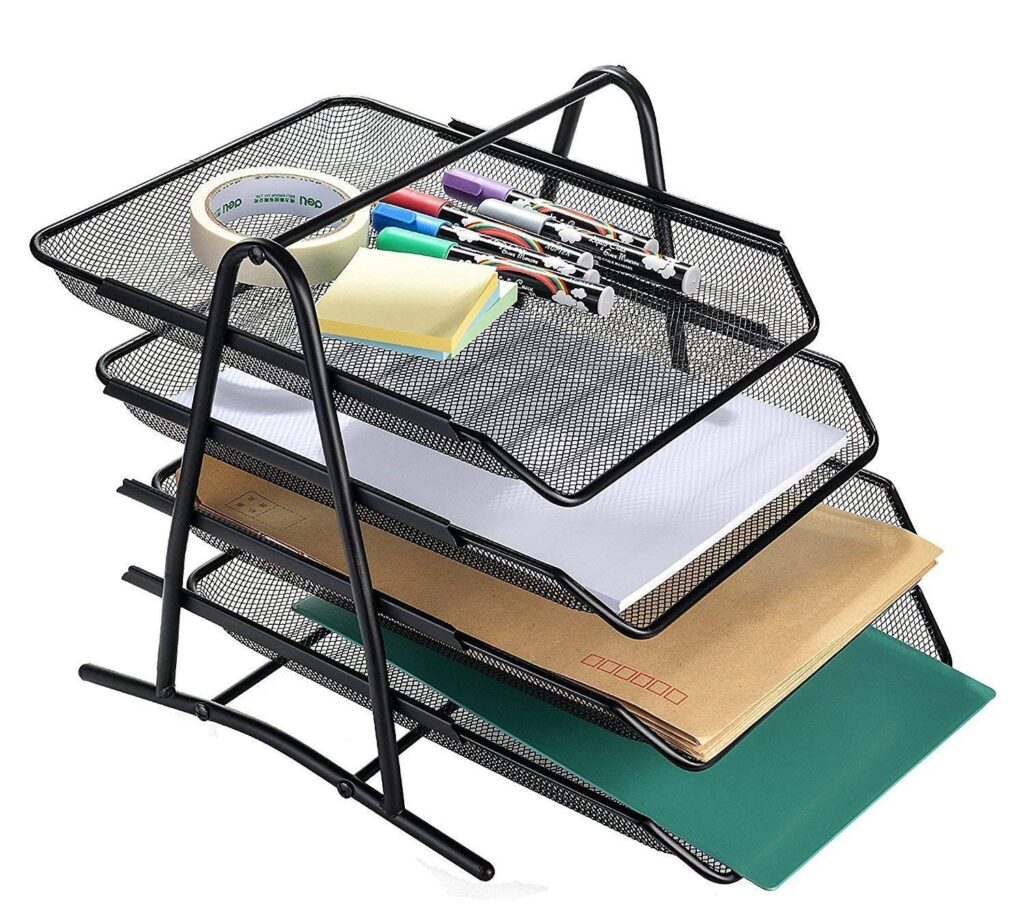 4 tier metal file tray for organizing papers and documents