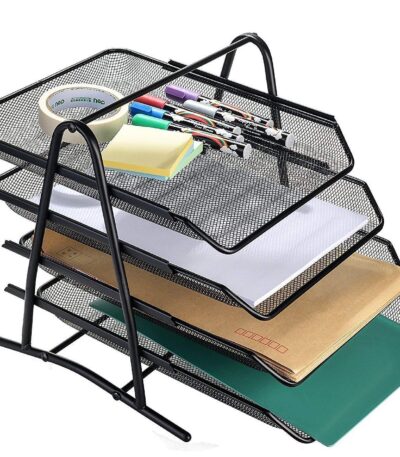 4 tier metal file tray for organizing papers and documents