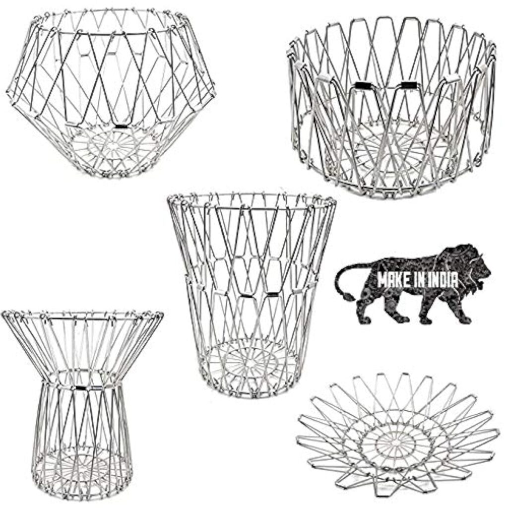 Multipurpose Foldable 8-in-1 Steel Basket for Kitchen Storage & Straining