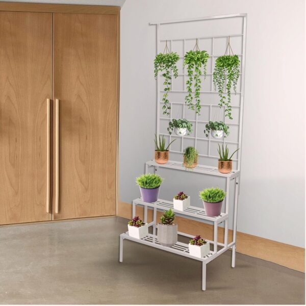 White 4 Tier Garden Plant Stand for Home Balcony Décor