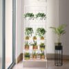 White Multi-Level Metal Plant Stand with Four Shelves for Home Garden