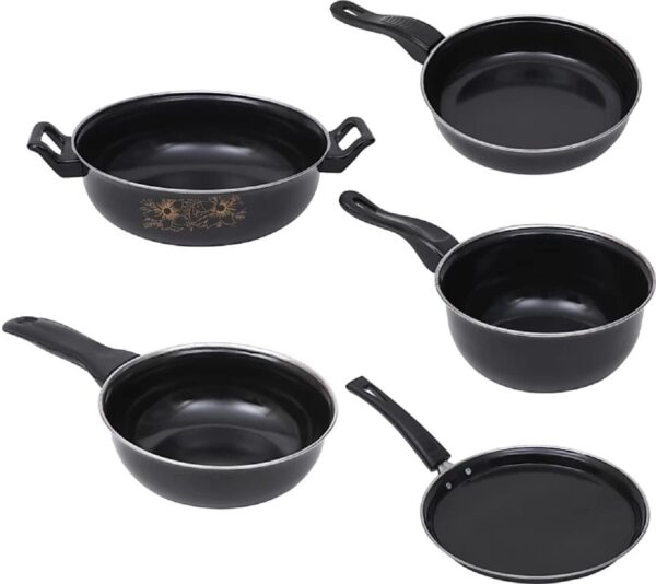 Premium iron non-stick cookware set with multiple utensils