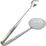 2 in 1 stainless steel oil frying filter spoon with fine mesh clip for deep frying