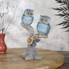 Owl pair sitting on tree statue showpiece for elegant home décor