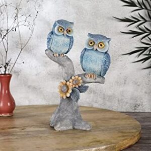 Owl pair sitting on tree statue showpiece for elegant home décor