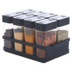 Plastic black kitchen set airtight spice storage jars