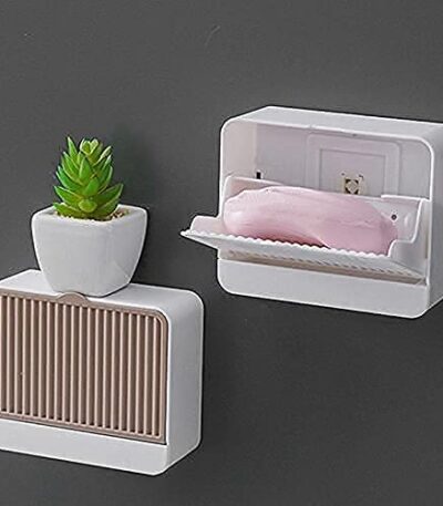 Premium plastic wall mounted double bar bathroom soap box holder