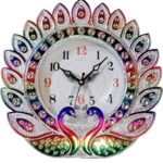 Multicolor peacock designed plastic wall clock for stylish home décor