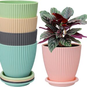 Plastic Round Flower Pot with Tray for Indoor and Outdoor Plants