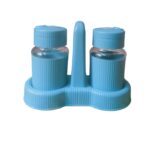 Refillable plastic salt and pepper shaker set with secure caps