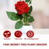 Premium artificial red rose flowers with pot for center table décor