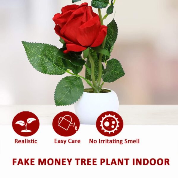 Premium artificial red rose flowers with pot for center table décor