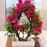 Artificial rose plant with pot for home decorative flower