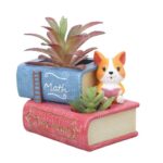 Cute dog reading book succulent pot for desk and home decor