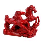 artistic two red horses running statue for living room decor