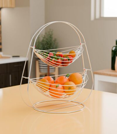 Stainless Steel 2 Tier Oval Swing for Kitchen Fruit & Vegetable Storage