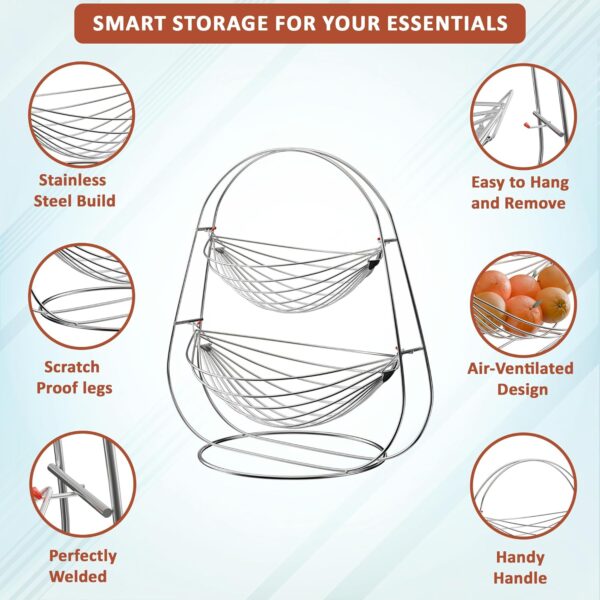 Oval Stainless Steel Twin-Tier Swing Basket for Smart Storage
