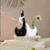 Stylish ceramic swan couple sculpture