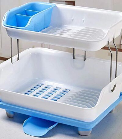 Dish drainer rack for kitchen counter with efficient plate drying design