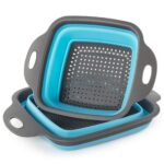 Collapsible silicone food strainer colander for kitchen use