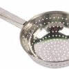 Stainless steel handheld poha chalni strainer with perforated bowl for washing flattened rice