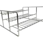Three tier stainless steel step rack for kitchen utensils and containers