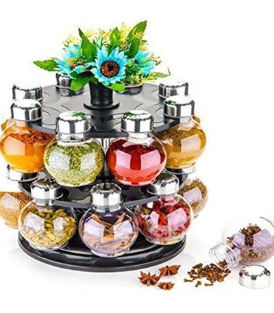 360 degree revolving spice rack masala box for organized Indian kitchen