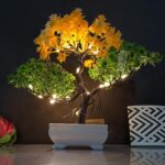 Small Potted Artificial Plant Tree with LED Light for Home Decor