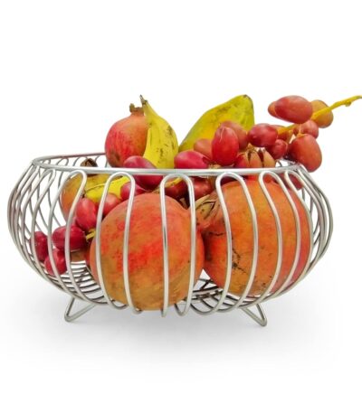 Stainless steel vegetable and fruit bowl basket for kitchen countertop storage