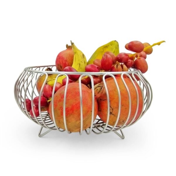 Stainless steel vegetable and fruit bowl basket for kitchen countertop storage