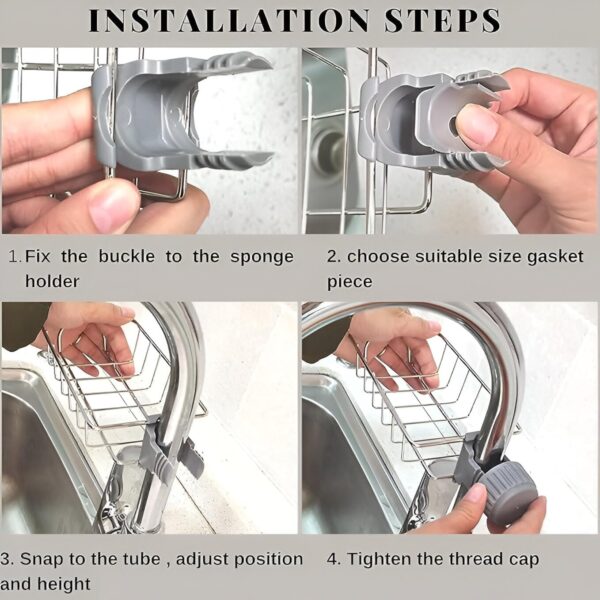 Space-Saving Stainless Steel Over-the-Sink Shelf for Modern Kitchen