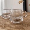Transparent stylish glass tea cups set for everyday use