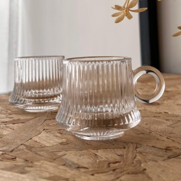 Transparent stylish glass tea cups set for everyday use