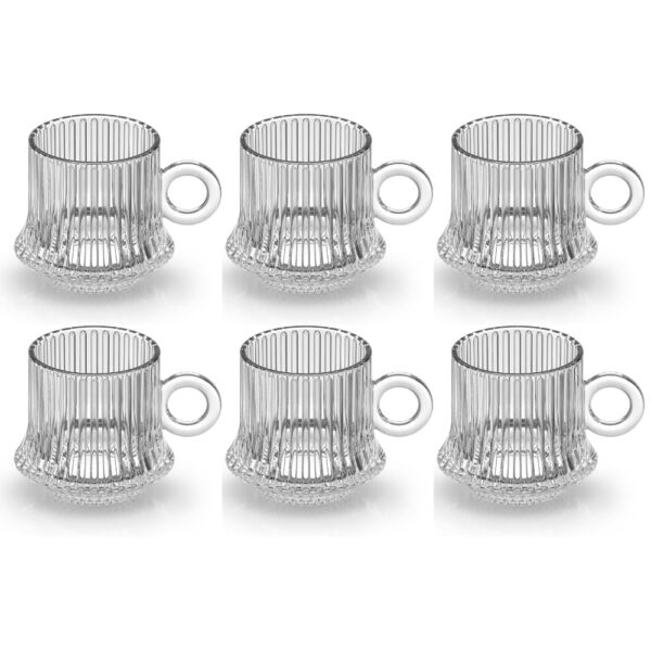 Modern glass tea cups set with crystal clear finish