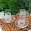Designer glass tea cups set for modern kitchen and dining table