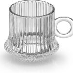 Stylish glass tea cups set with transparent modern design