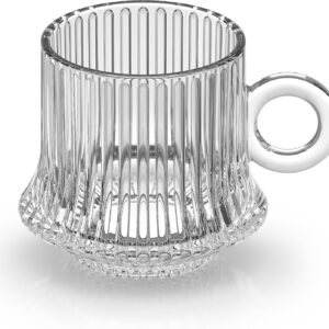 Stylish glass tea cups set with transparent modern design