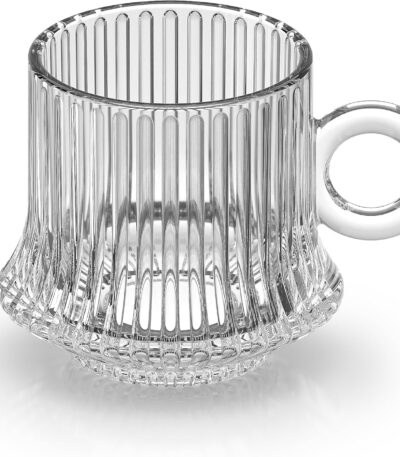 Stylish glass tea cups set with transparent modern design