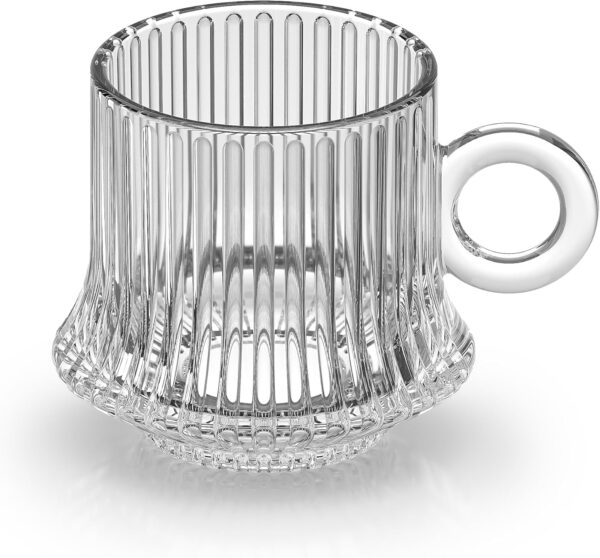 Stylish glass tea cups set with transparent modern design