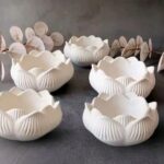 Minimalist white lotus candle holder for table decoration