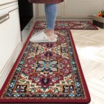 Velvet farmhouse kitchen mat with soft cushioned comfort for standing