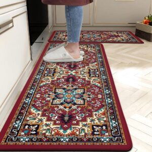 Velvet farmhouse kitchen mat with soft cushioned comfort for standing