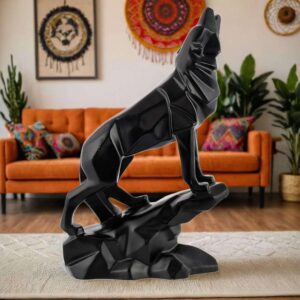 Antique matte finish wolf statue for luxury home decor