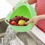 Plastic small size washing bowl strainer cum basket for fruits and vegetables