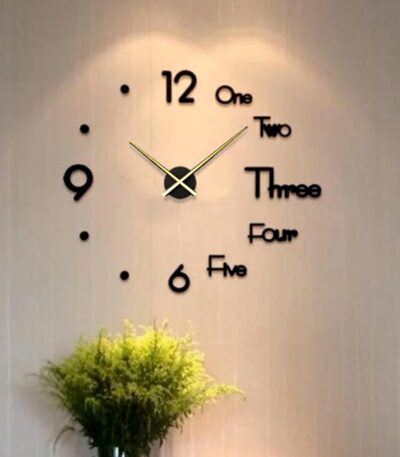 DIY 3D acrylic wall clock with golden easy visible hands for modern home décor