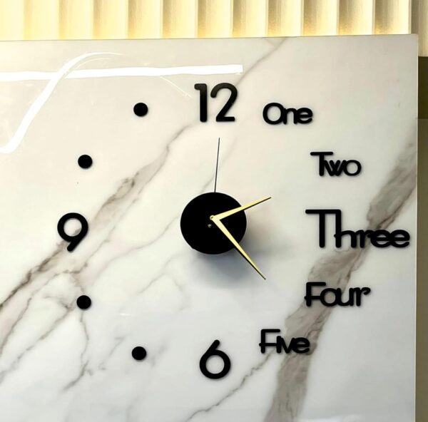 Stylish 3D wall clock with golden hands for living room décor