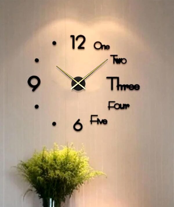 Luxury style 3D acrylic wall clock golden hands wall décor