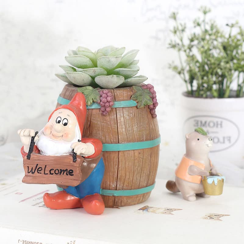Cute Santa Dwarf Resin Flower Pot Tabletop Décor welcome santa dwarf resin flower pot cute succulent planter
