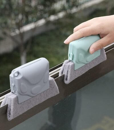 Narrow window track cleaning brush designed for corners and grooves